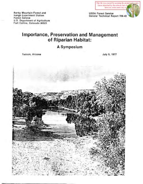 Importance, Preservation and Management of Riparian Habitat: A Symposium, July 9, 1977
