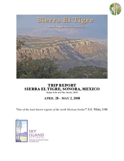 Bio-geographical assessment of the Sierra El Tigre