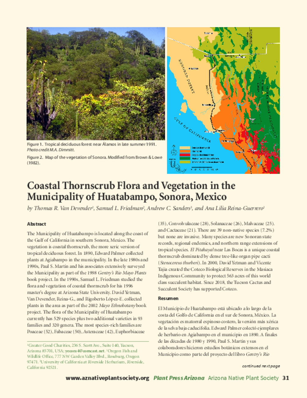 Coastal Thornscrub Flora and Vegetation in the Municipality of Huatabampo, Sonora, Mexico