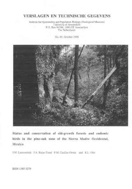 Status and conservation of old-growth forests and endemic birds in the pine-oak zone of the Sierra Madre Occidental, Mexico