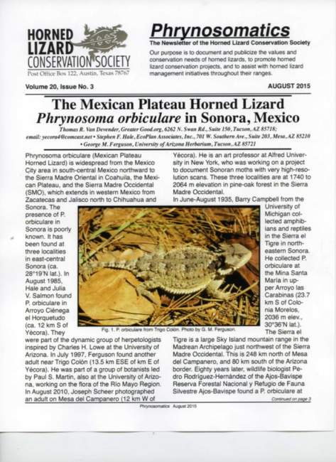 The Mexican Plateau Horned Lizard Phrynosoma orbiculare in Sonora, Mexico