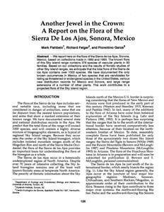 Another Jewel in the Crown: A Report on the Flora of the Sierra de los Ajos, Sonora, Mexico Another Jewel in the Crown: A Report on the Flora of the Sierra de los Ajos, Son