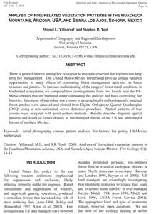 Analysis of fire-related Vegetation Patterns in the Huachuca Mountains, Arizona, USA, and Sierra los Ajos, Sonora, Mexico Analysis of fire-related Vegetation Patterns in the Huachuca Mountains, Arizona,