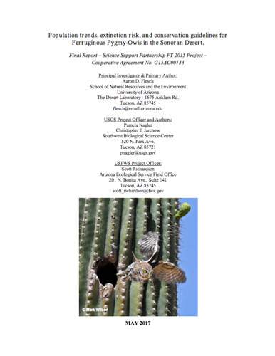 Population trends, extinction risk, and conservation guidelines for Ferruginous Pygmy-Owls in the Sonoran Desert cover image Population trends, extinction risk, and conservation guidelines for Ferruginous Pygmy-Owls in the Sonoran Desert cover image