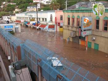 Flooding at the border wall in Nogales