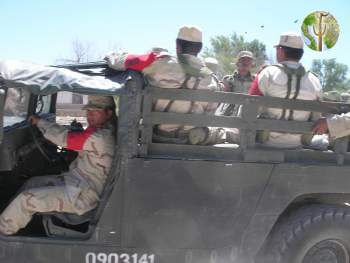 Mexican soldiers in humvee, Sonora