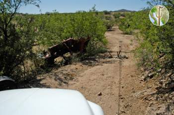 Tank Trap and overturned car, Sonora