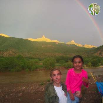 Rainbow and local kid, Rio Aros and Yaqui Biological Inventory, 2005