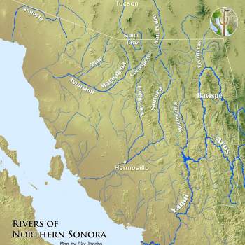 Map of the rivers of northern Sonora, Mexico