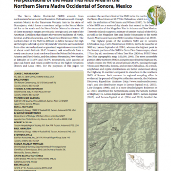 Cover of Herpetofauna of the Mesa Tres Ríos Area in the Northern Sierra Madre Occidental of Sonora, Mexico