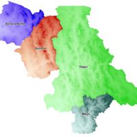 Map of large watershed areas of Sonora, Mexico
