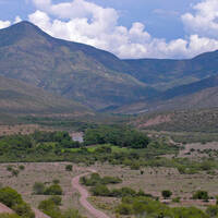 Rio Bavispe emerging from the Sierra Madre, upper Bavispe Valley near Huachinera