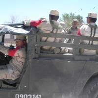 Mexican soldiers in humvee, Sonora