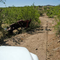 Tank Trap and overturned car, Sonora