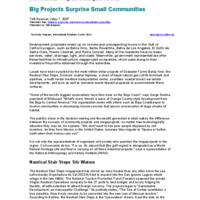 Big Projects Surprise Small Communities