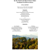 Distribution, Abundance, Habitat, and Biogeography of Breeding Birds in the Sky Islands and adjacent Sierra Madre Occidental of 