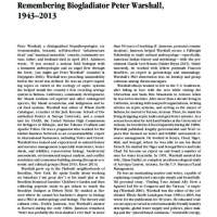 Remembering Biogladiator Peter Warshall, 1943–2013