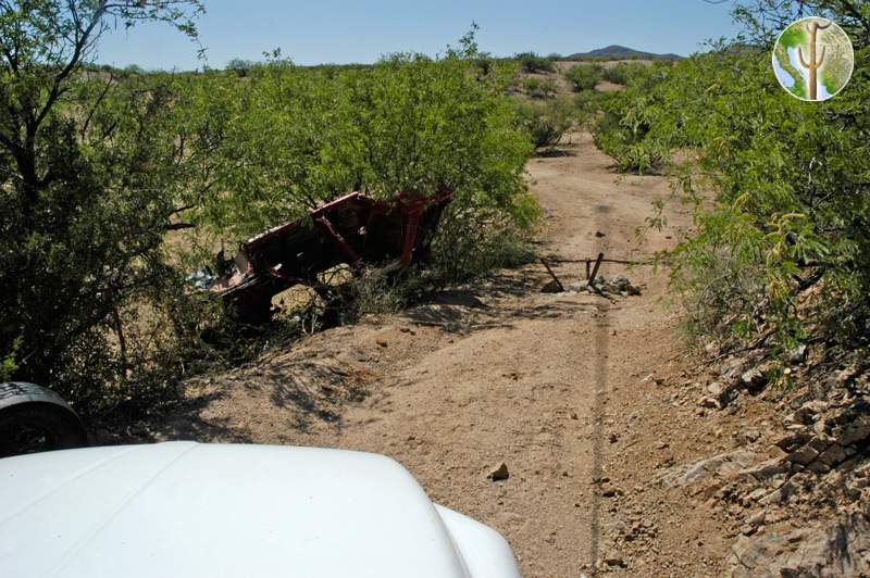 Tank Trap and overturned car, Sonora